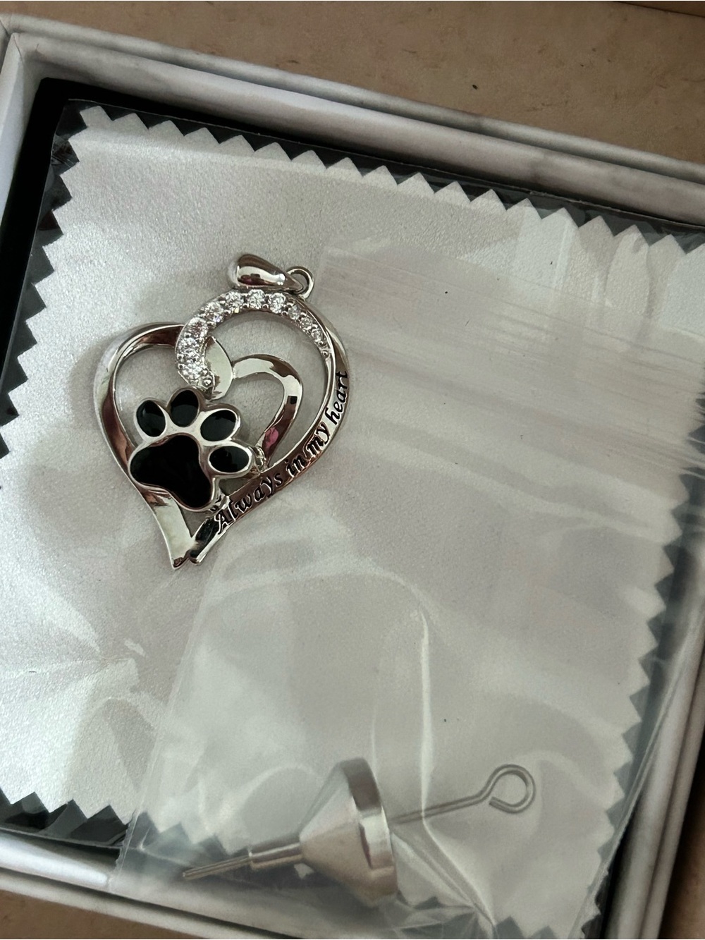 4/$100 pet memorial Heart Paw Pendant Charm with Black Enamel